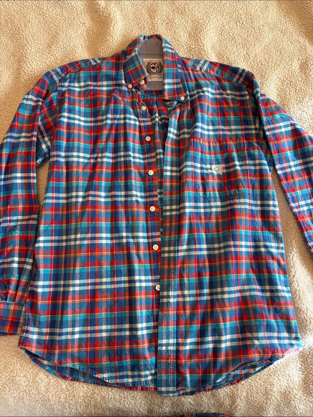 Cinch Men's Button-Down Plaid Shirt - Blue, Red, White